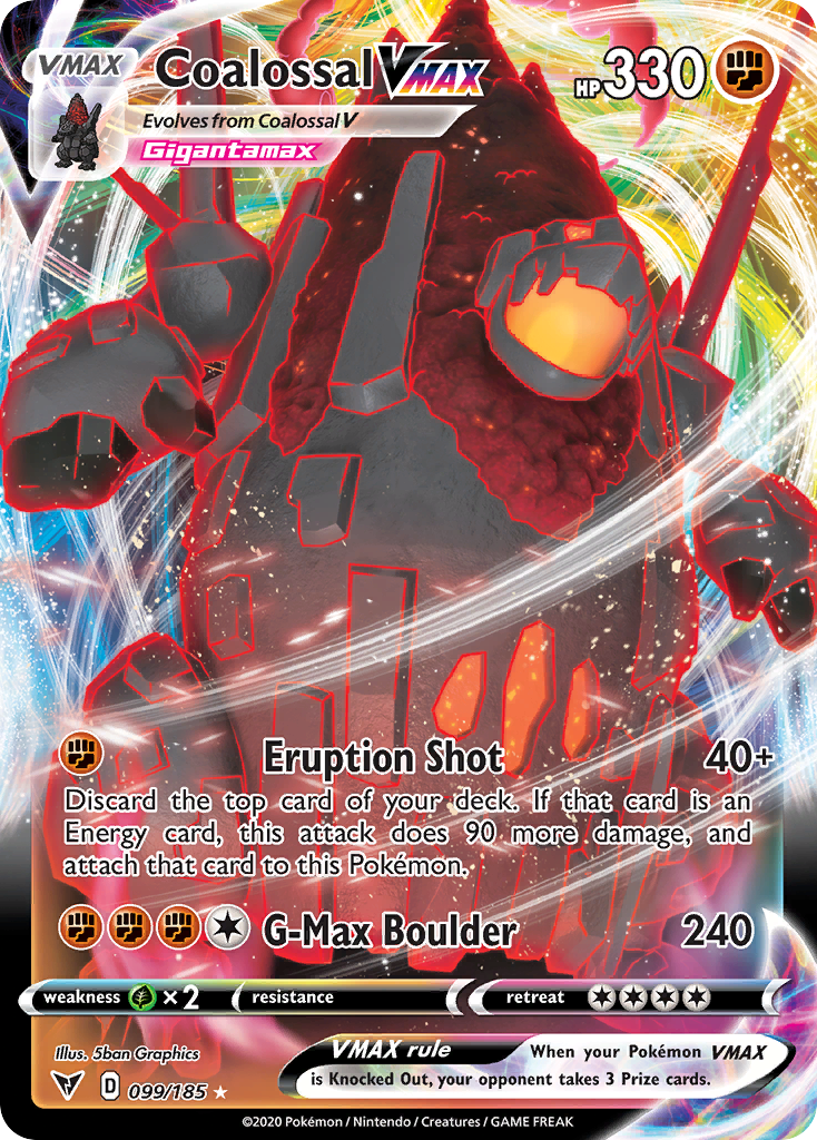 Coalossal VMAX 099/185 Vivid Voltage Pokemon Holo VMAX Rare