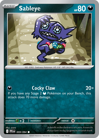 Sableye 059/094 Phantasmal Flames Pokemon Reverse Holo