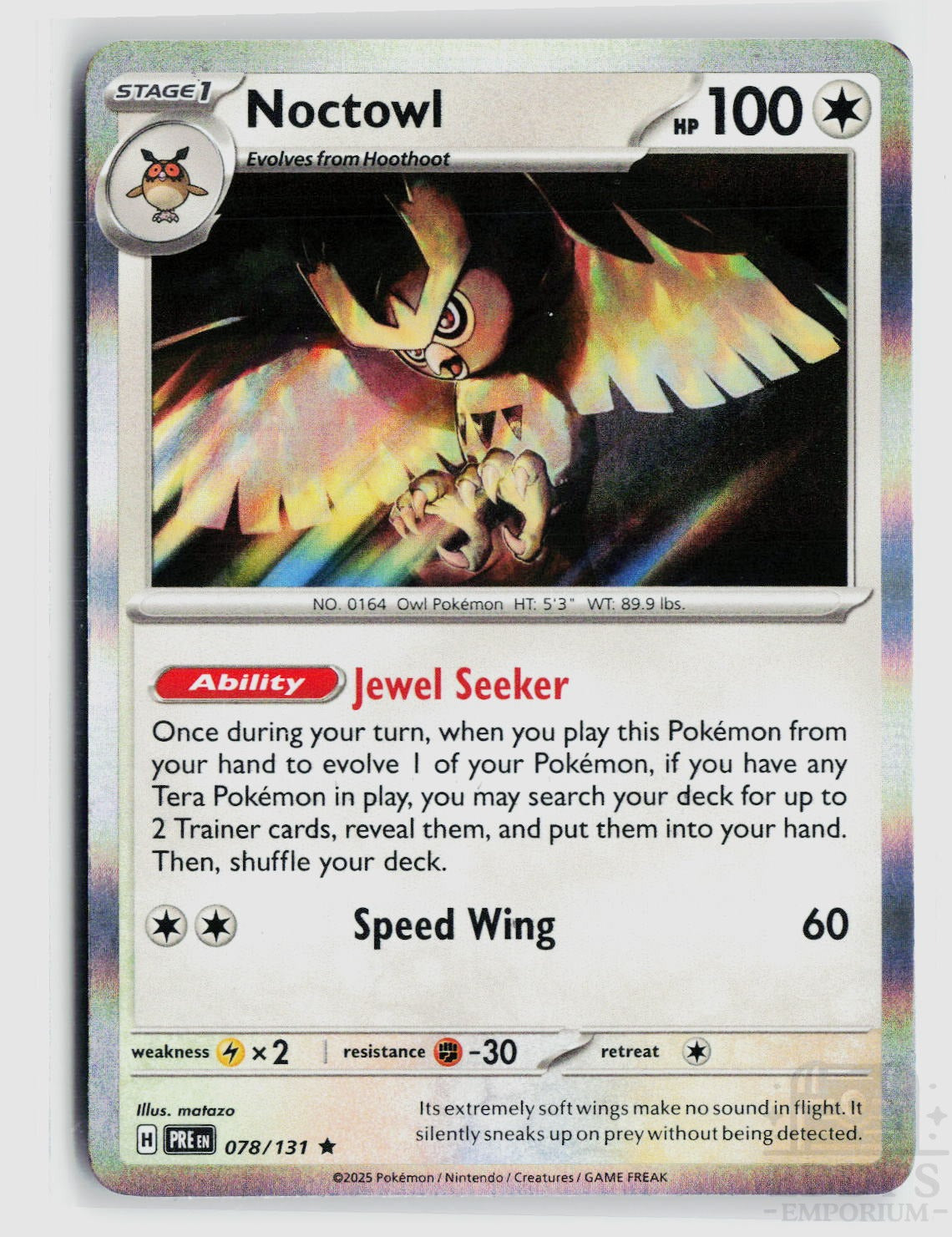 Noctowl 078/131 Prismatic Evolutions Pokemon Holo