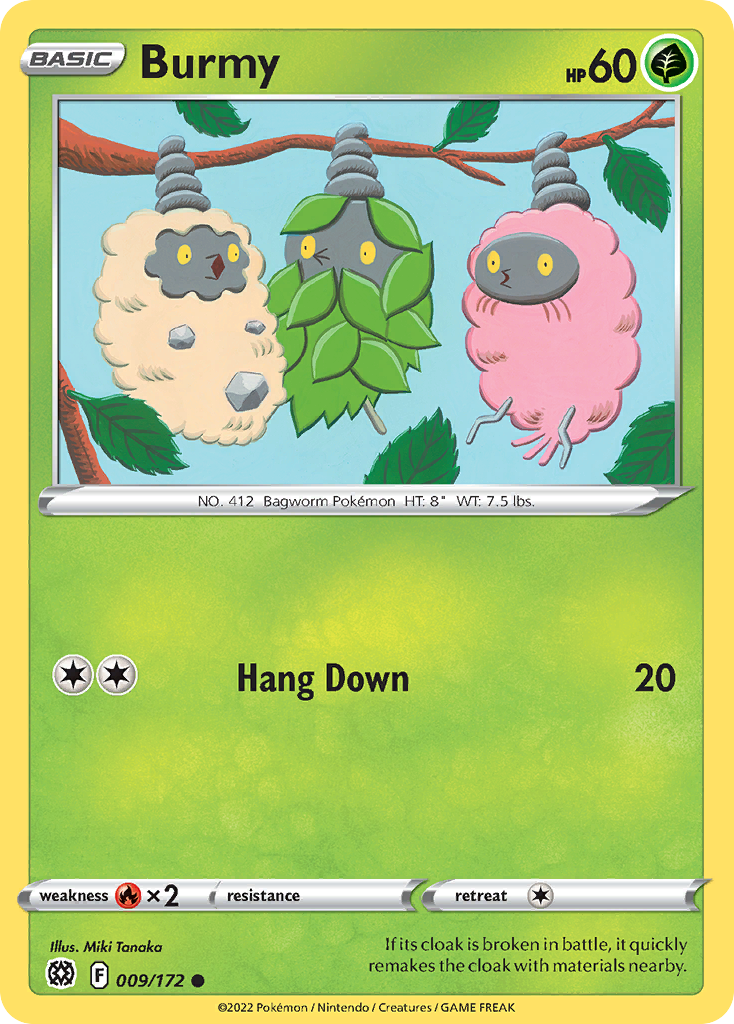 Burmy 009/172 Brilliant Stars Pokemon Reverse Holo Common NM