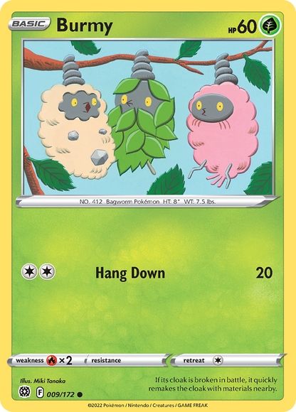 Burmy 009/172 Brilliant Stars Pokemon Reverse Holo Common NM