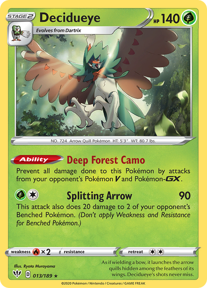 Decidueye 013/189 Darkness Ablaze Pokemon Holo Rare NM