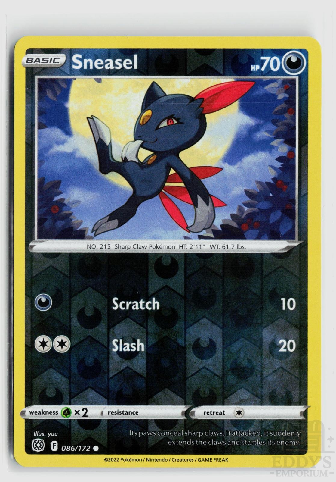 Sneasel 086/172 Brilliant Stars Pokemon Reverse Holo Common NM