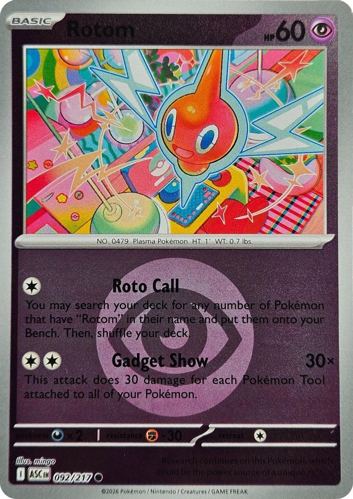 Rotom (Energy Symbol Pattern) 092/217 Ascended Heroes Pokemon Reverse Holo NM