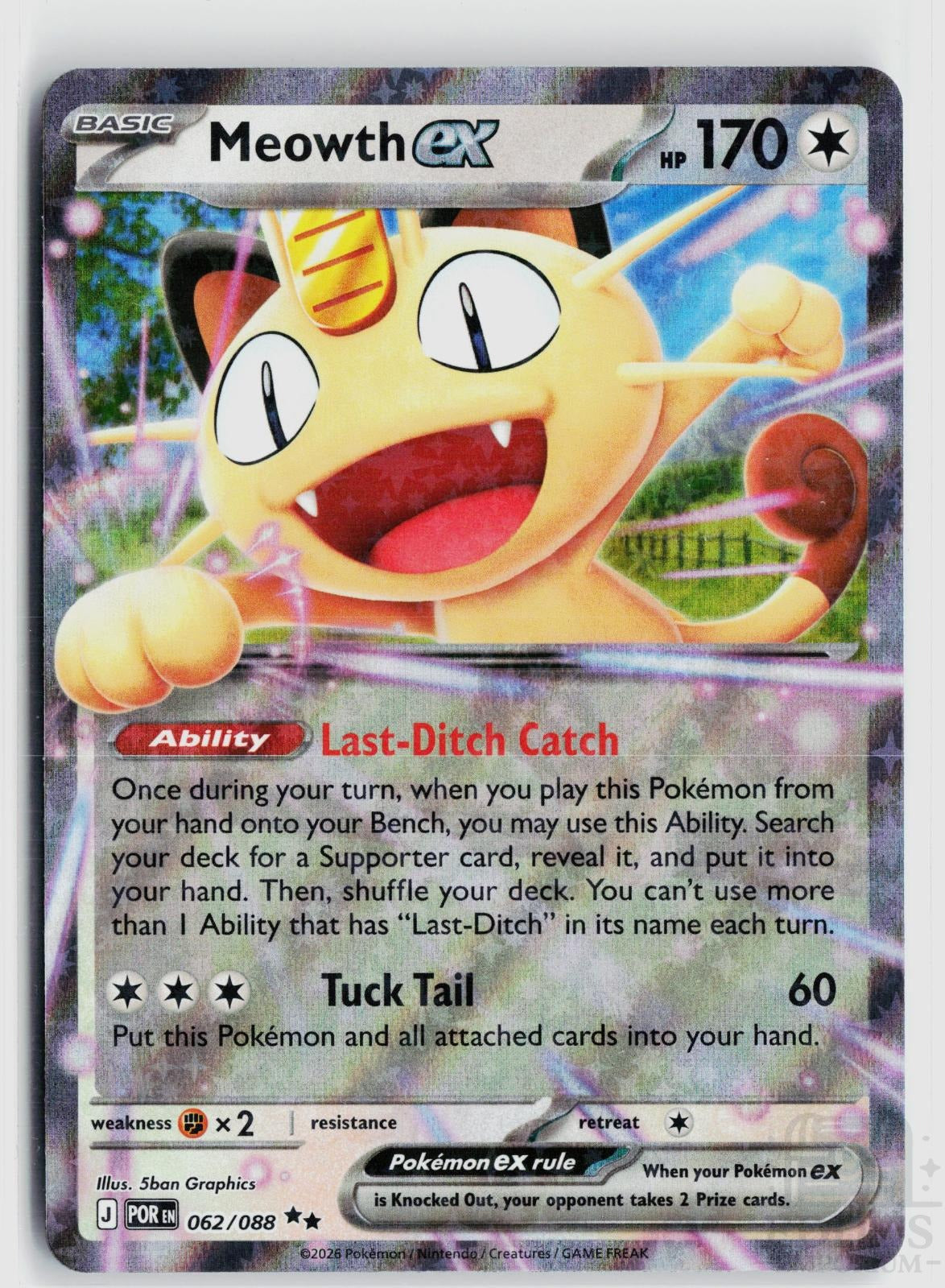 Meowth ex 062/088 Perfect Order Pokemon Holo Double Rare