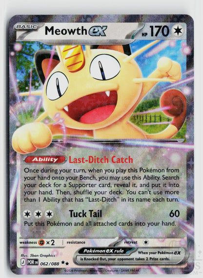 Meowth ex 062/088 Perfect Order Pokemon Holo Double Rare