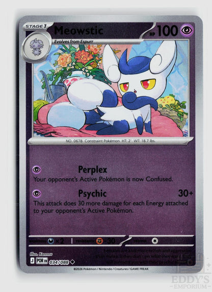 Meowstic 034/088 Perfect Order Pokemon Reverse Holo Uncommon NM
