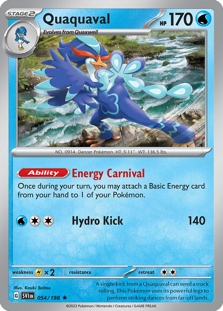 Quaquaval 054/198 Scarlet & Violet Pokemon Reverse Holo Rare NM