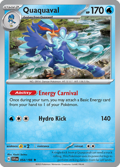 Quaquaval 054/198 Scarlet & Violet Pokemon Reverse Holo Rare NM