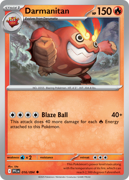 Darmanitan 016/094 Phantasmal Flames Pokemon Reverse Holo Uncommon NM