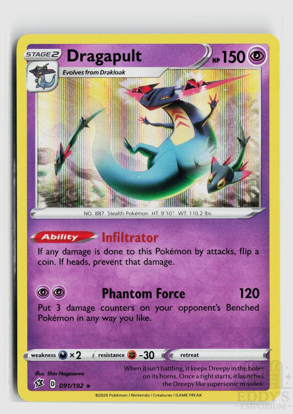 Dragapult 091/192 Rebel Clash Pokemon Holo Rare NM