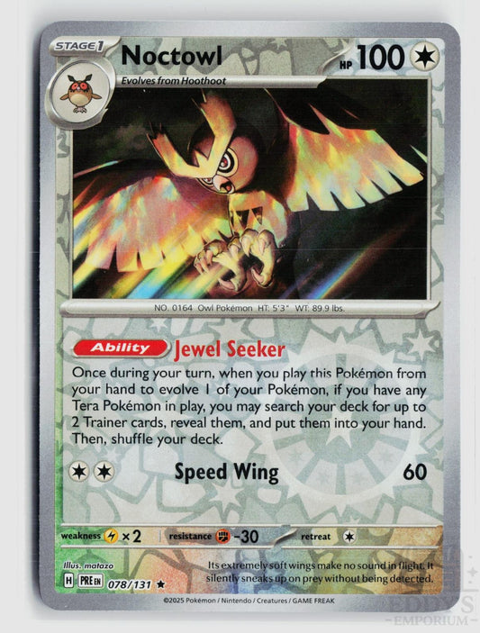 Noctowl 078/131 Prismatic Evolutions Pokemon Reverse Holo