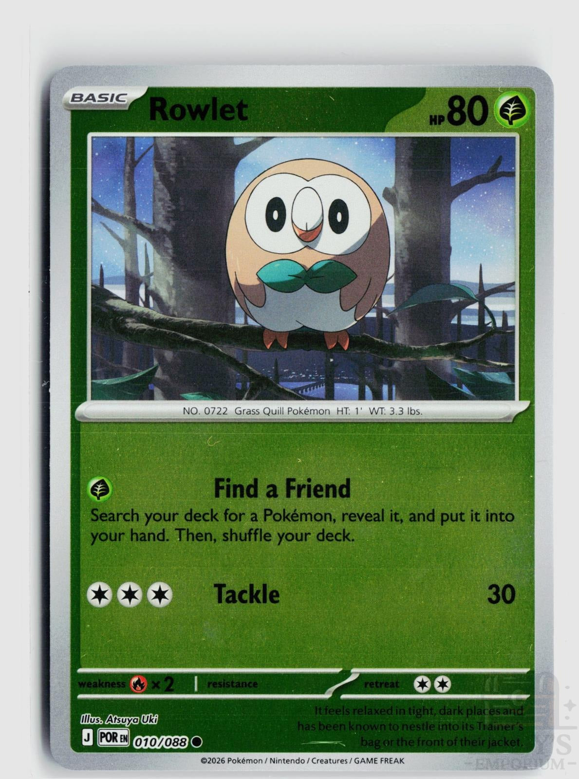 Rowlet 010/088 Perfect Order Pokemon Reverse Holo Common NM