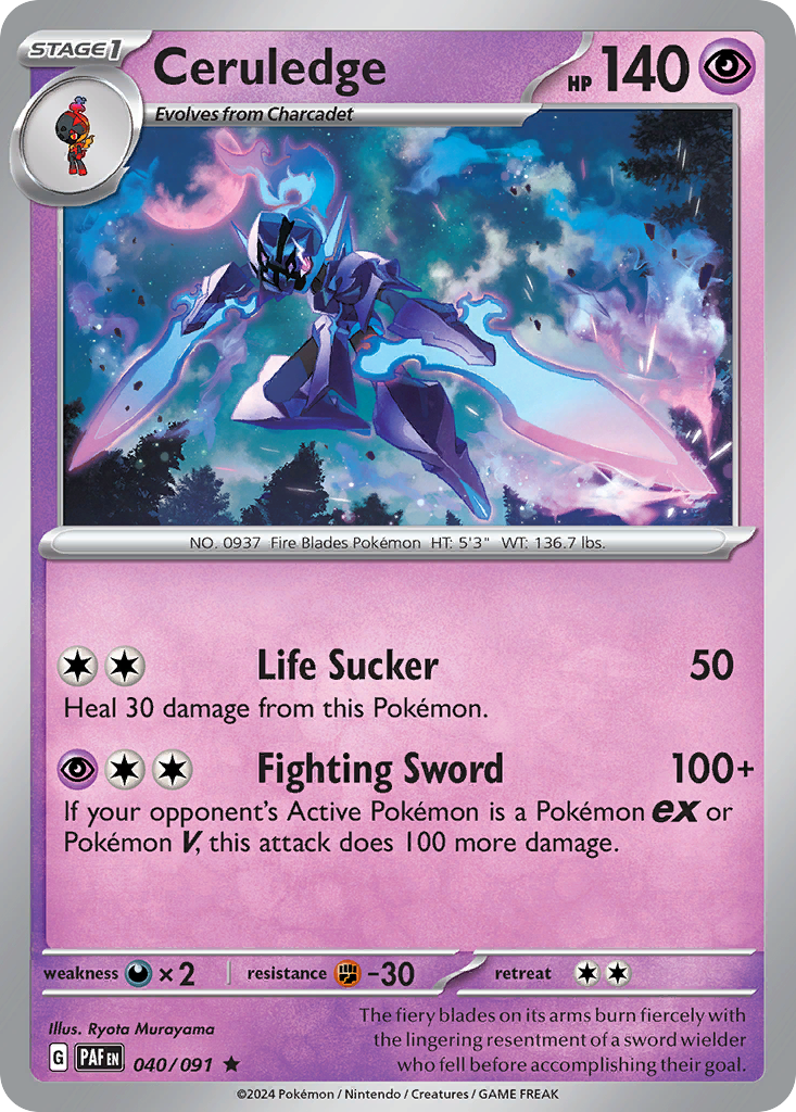 Ceruledge 040/091 Paldean Fates Pokemon Holo Rare NM