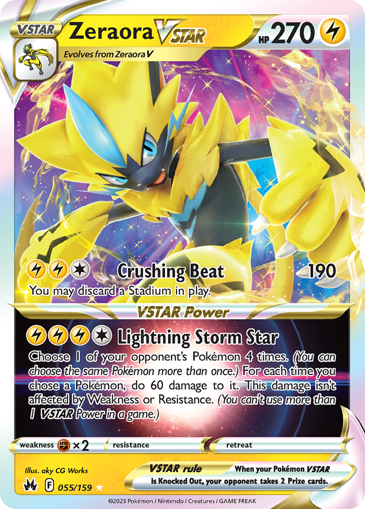Zeraora VSTAR 055/159 Crown Zenith Pokemon Holo VSTAR Rare