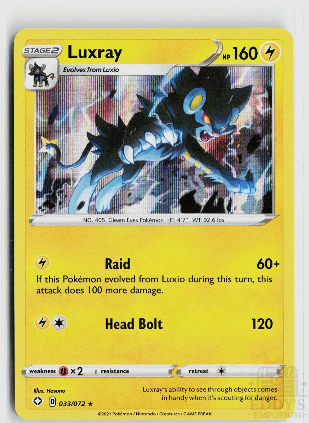 Luxray 033/072 Shining Fates Pokemon Holo Rare NM