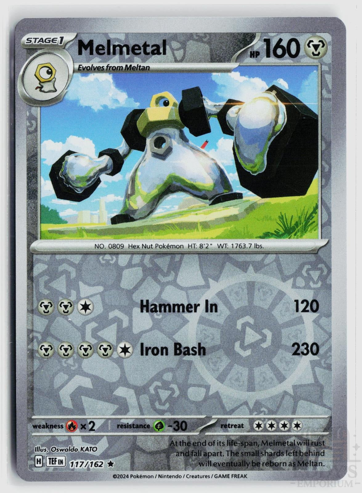Melmetal 117/162 Temporal Forces Pokemon Reverse Holo Rare NM