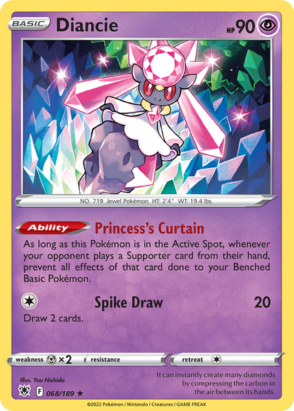 Diancie 068/189 Astral Radiance Pokemon Holo Rare NM