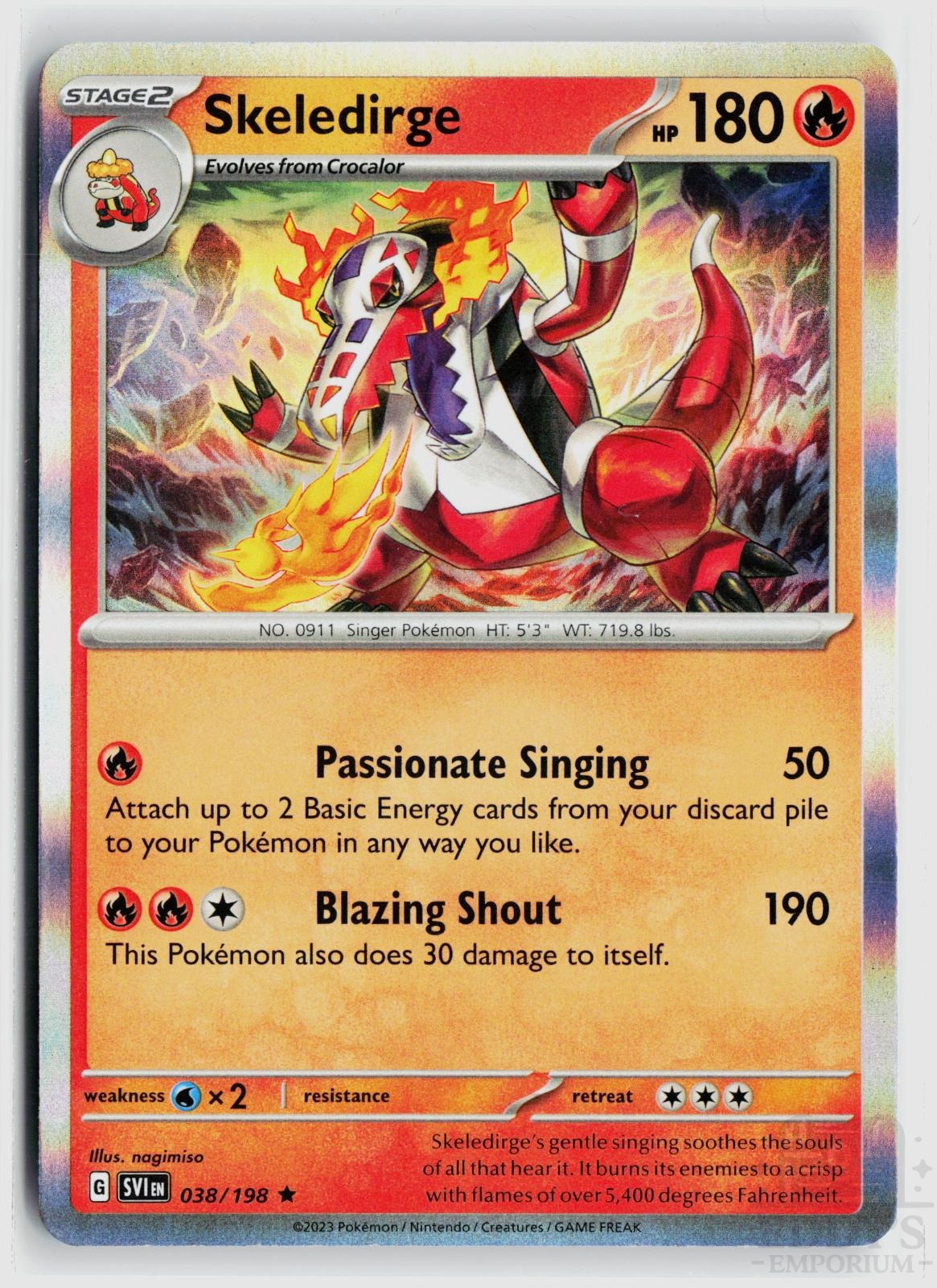 Skeledirge 038/198 Scarlet & Violet Pokemon Holo Rare NM