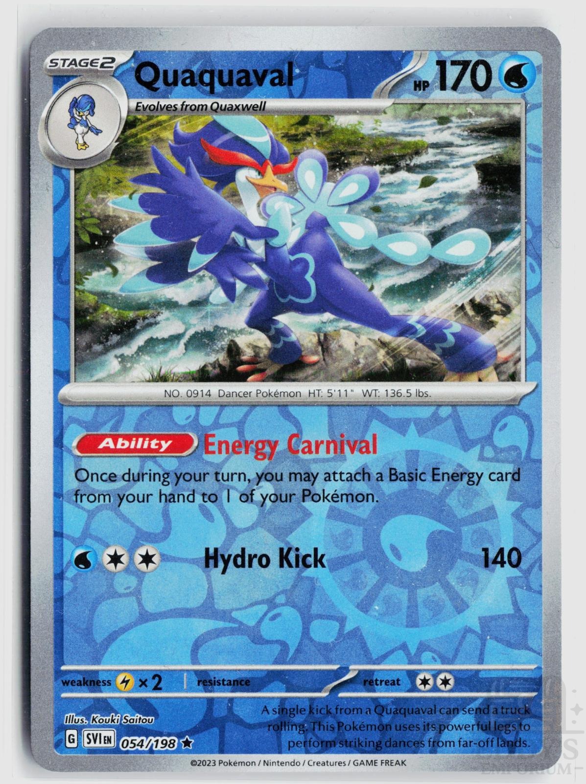 Quaquaval 054/198 Scarlet & Violet Pokemon Reverse Holo Rare NM