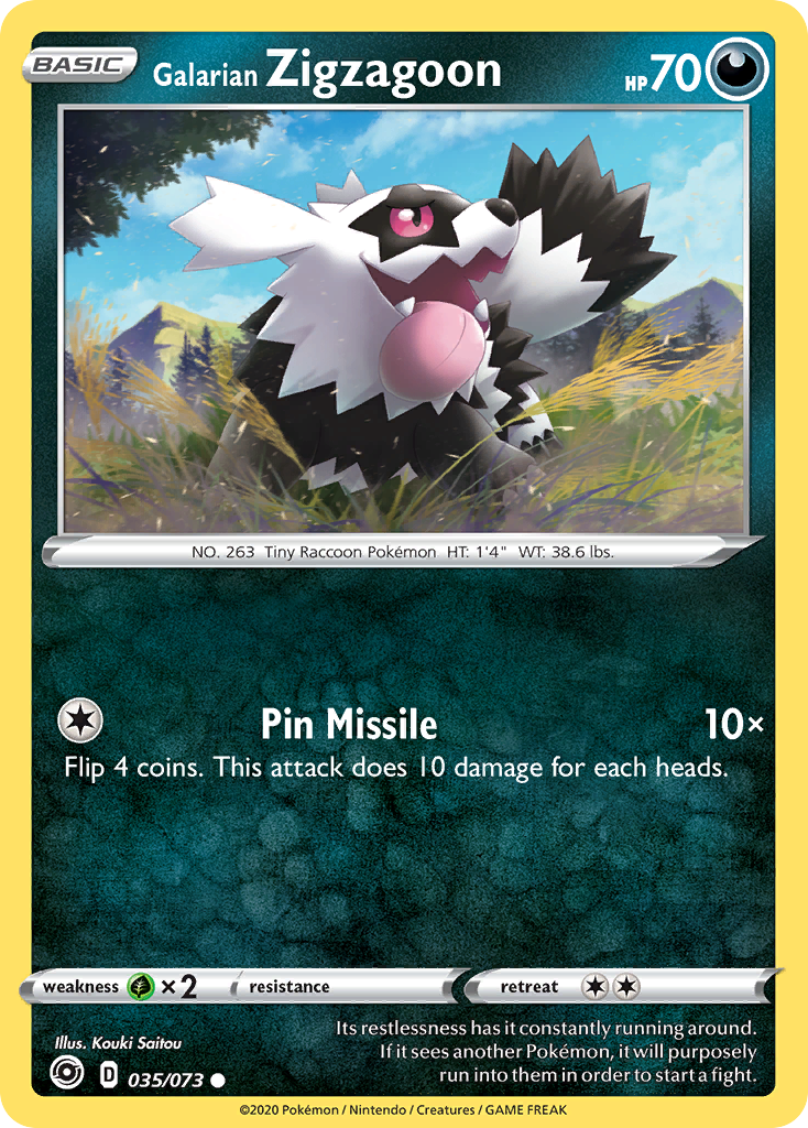 Galarian Zigzagoon 035/073 Champion's Path Pokemon Reverse Holo Common NM