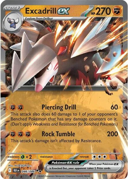 Excadrill ex 046/086 Black Bolt Pokemon Holo Double Rare