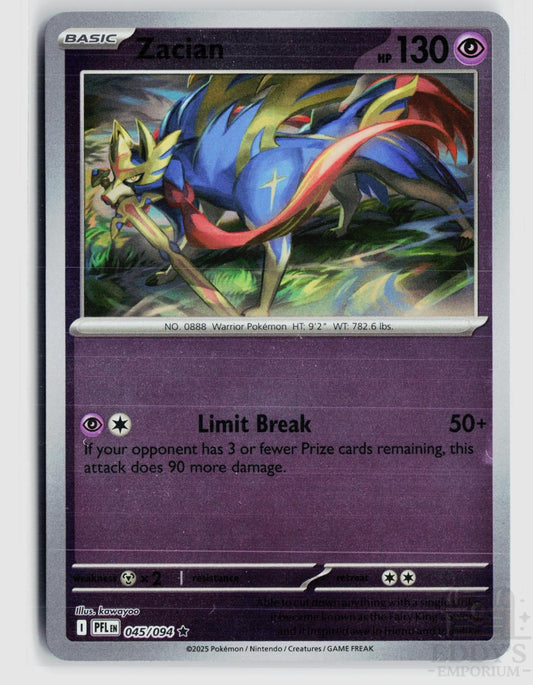 Zacian 045/094 Phantasmal Flames Pokemon Reverse Holo