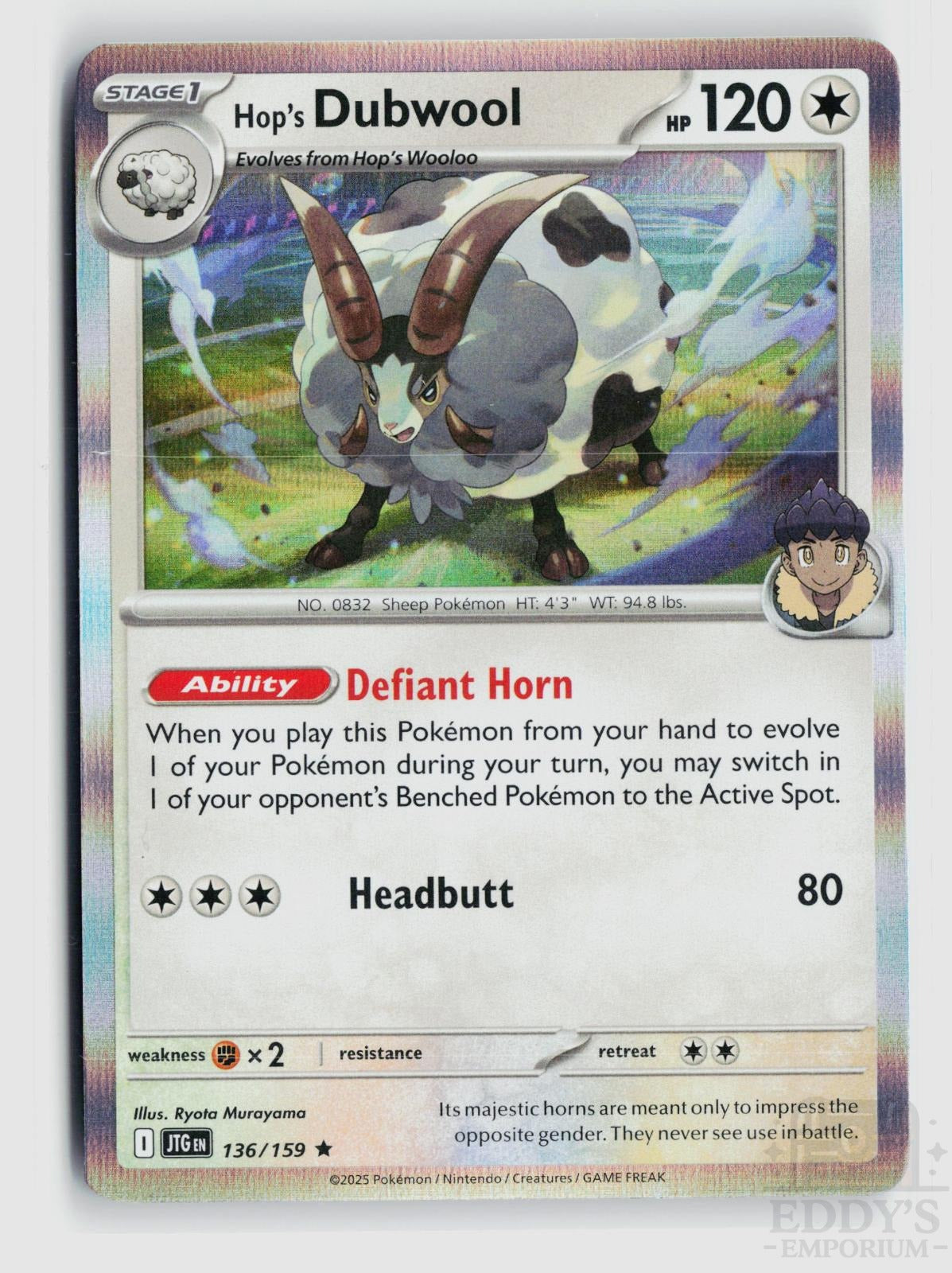 Hop's Dubwool 136/159 Journey Together Pokemon Holo Rare NM
