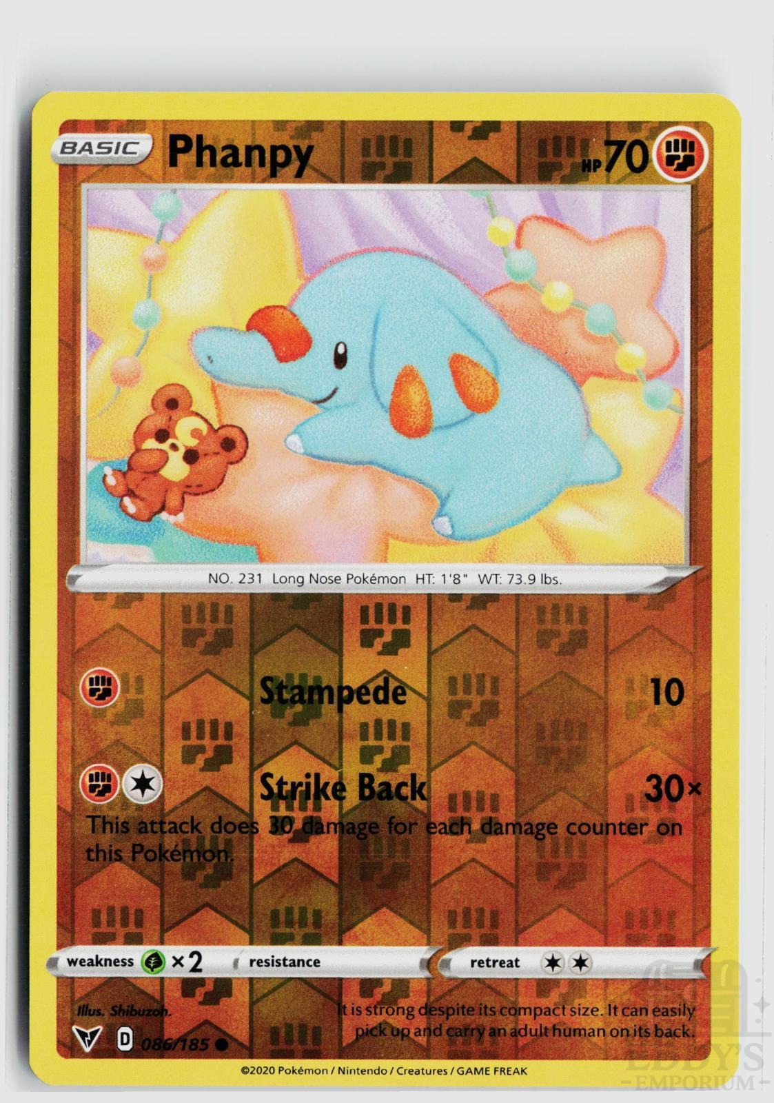 Phanpy 086/185 Vivid Voltage Pokemon Reverse Holo Common NM