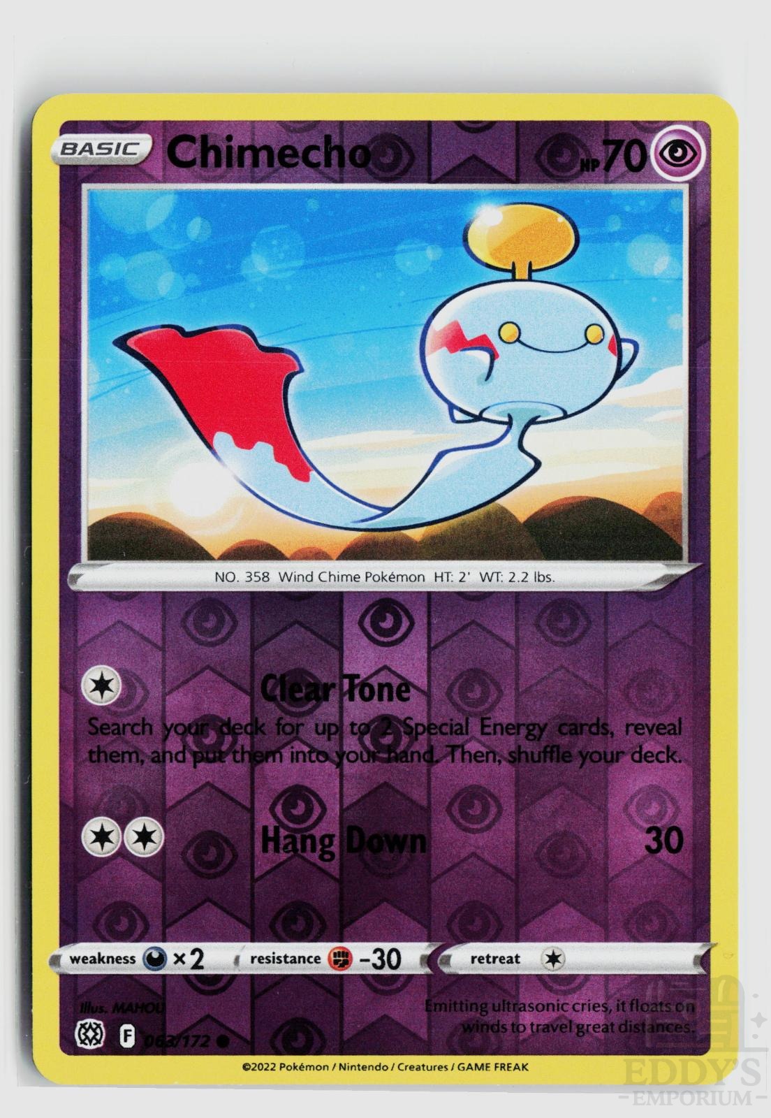 Chimecho 063/172 Brilliant Stars Pokemon Reverse Holo Common NM