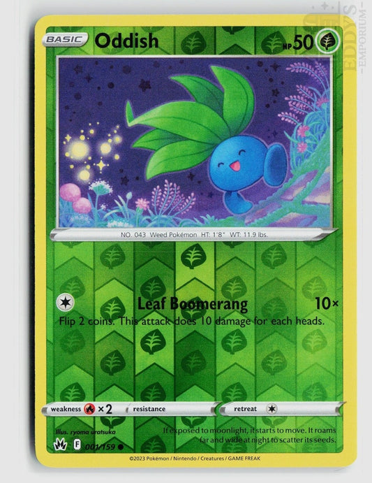 Oddish 001/159 Crown Zenith Pokemon Reverse Holo