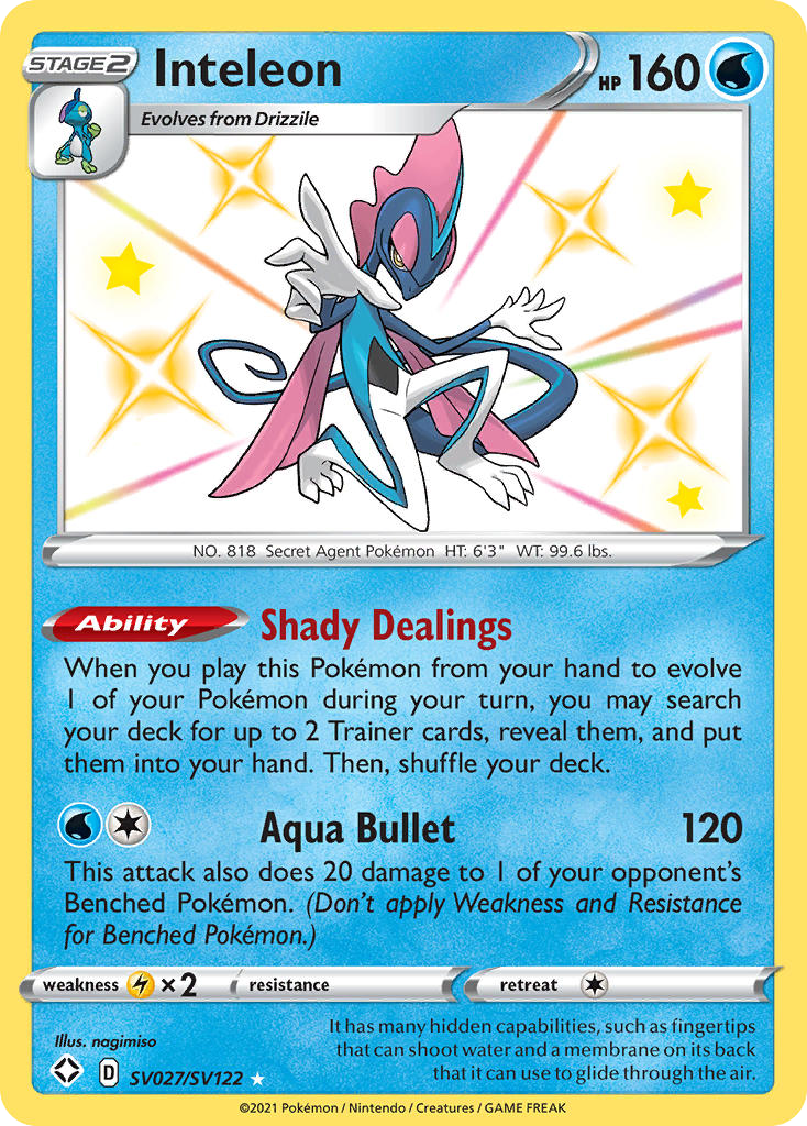 Inteleon SV027/SV122 Shining Fates Shiny Vault Pokemon Holo Shiny Rare