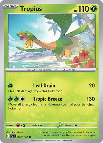 Tropius 007/193 Paldea Evolved Pokemon Reverse Holo Common NM