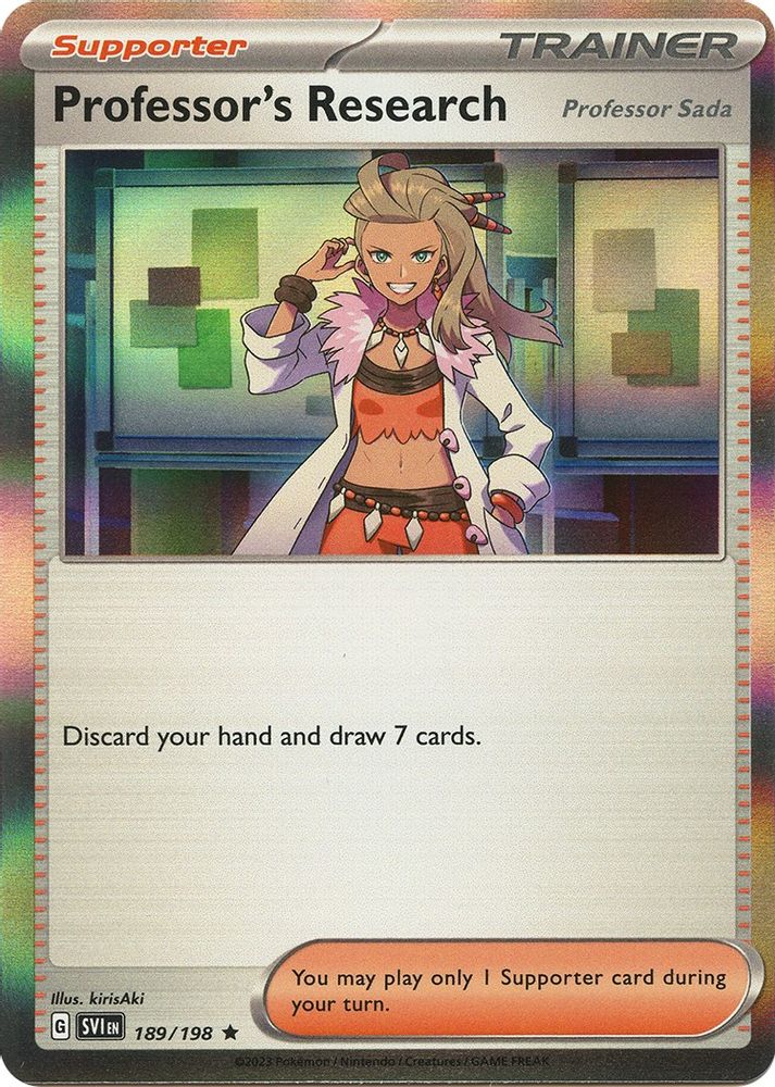 Professor's Research [Professor Sada] 189/198 SV01: Scarlet & Violet Base Set Pokemon Reverse Holo NM