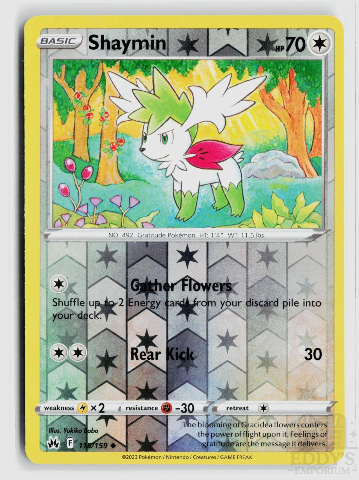 Shaymin 115/159 Crown Zenith Pokemon Reverse Holo Uncommon NM