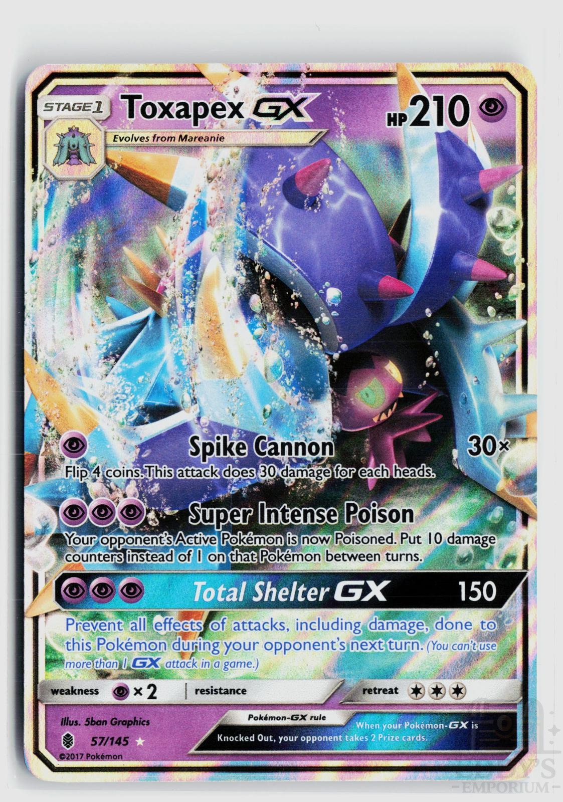 Toxapex GX 57/145 Guardians Rising Pokemon Holo Ultra Rare