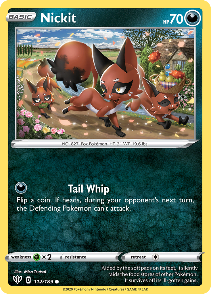 Nickit 112/189 Darkness Ablaze Pokemon Reverse Holo Common NM