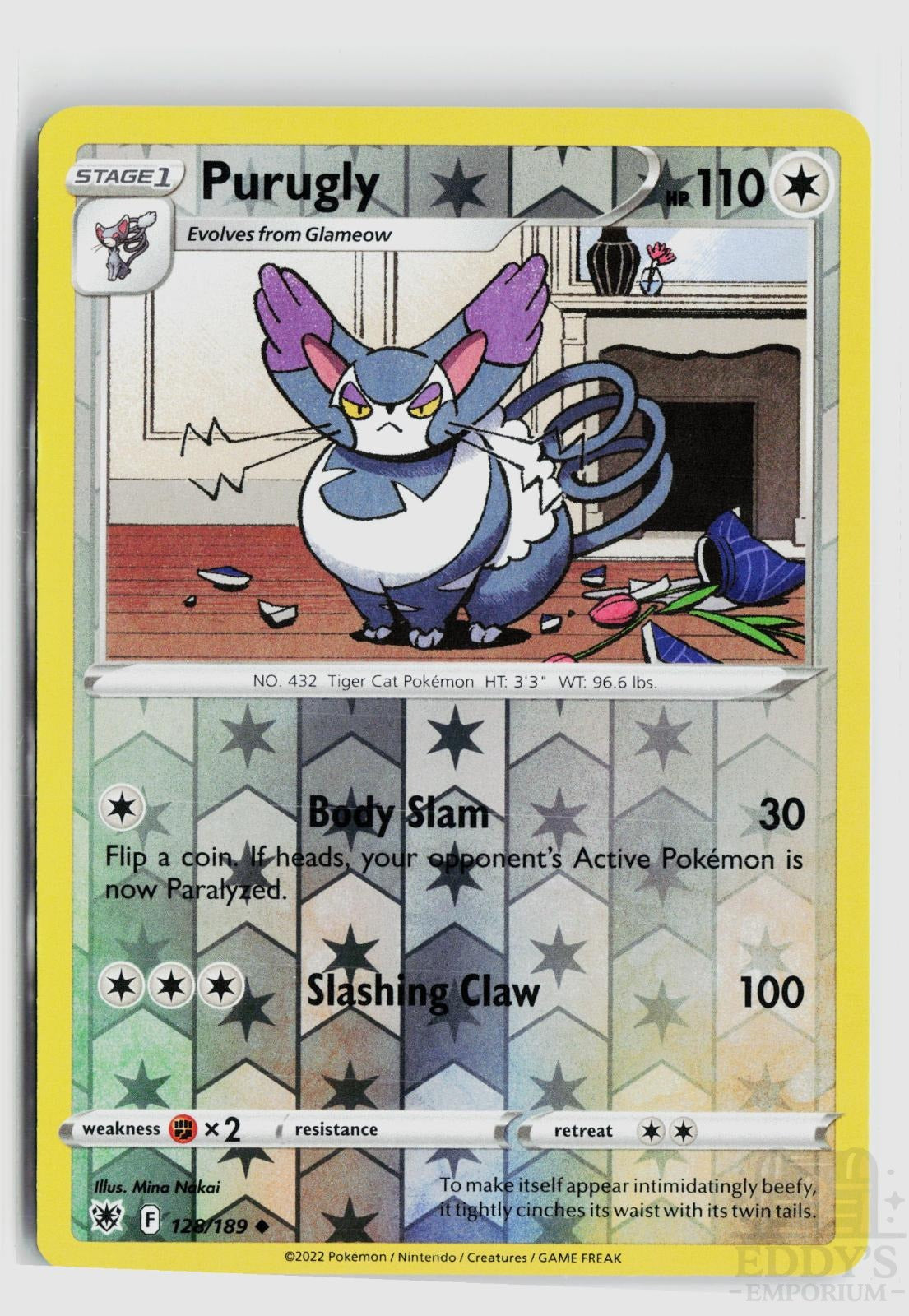 Purugly 128/189 Astral Radiance Pokemon Reverse Holo Uncommon NM
