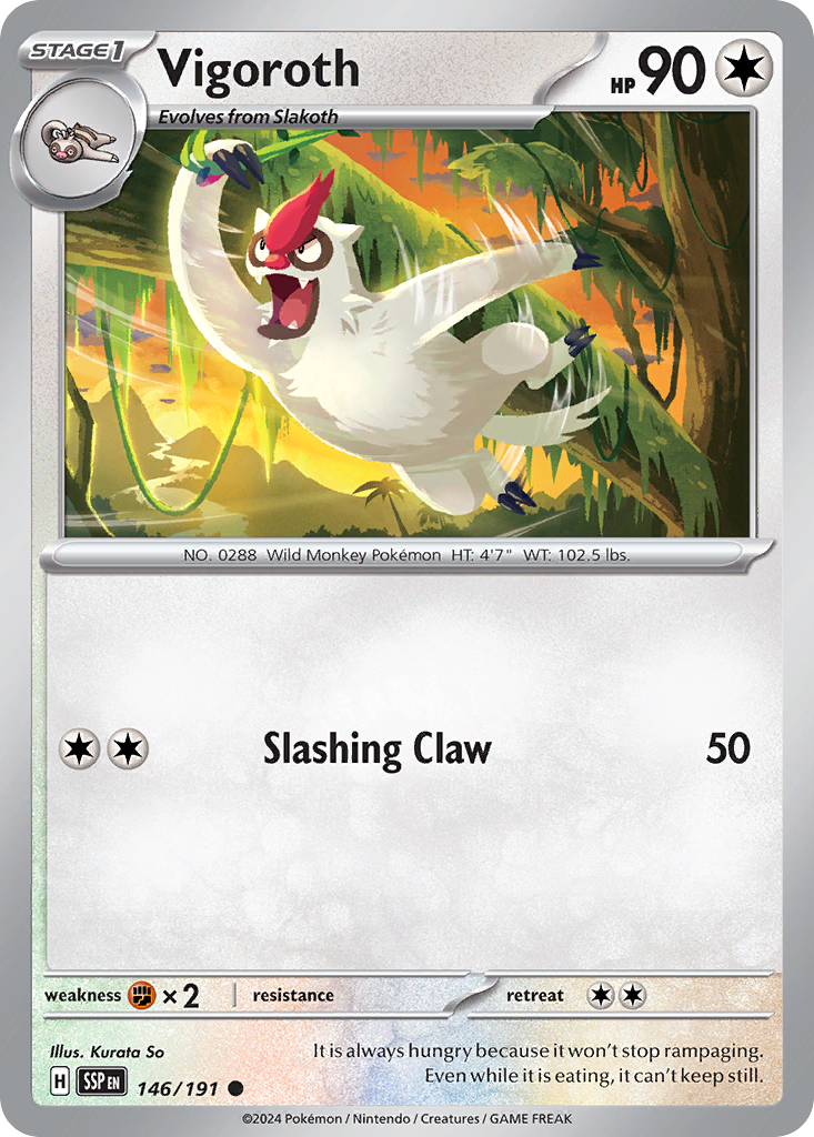 Vigoroth 146/191 Surging Sparks Pokemon Reverse Holo Common NM