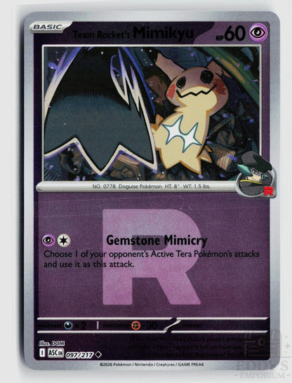 Team Rocket's Mimikyu (Team Rocket) 097/217 Ascended Heroes Pokemon Reverse Holo NM