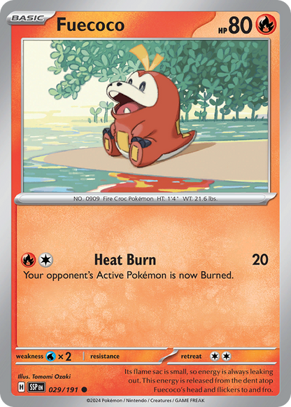 Fuecoco 029/191 Surging Sparks Pokemon Reverse Holo Common NM