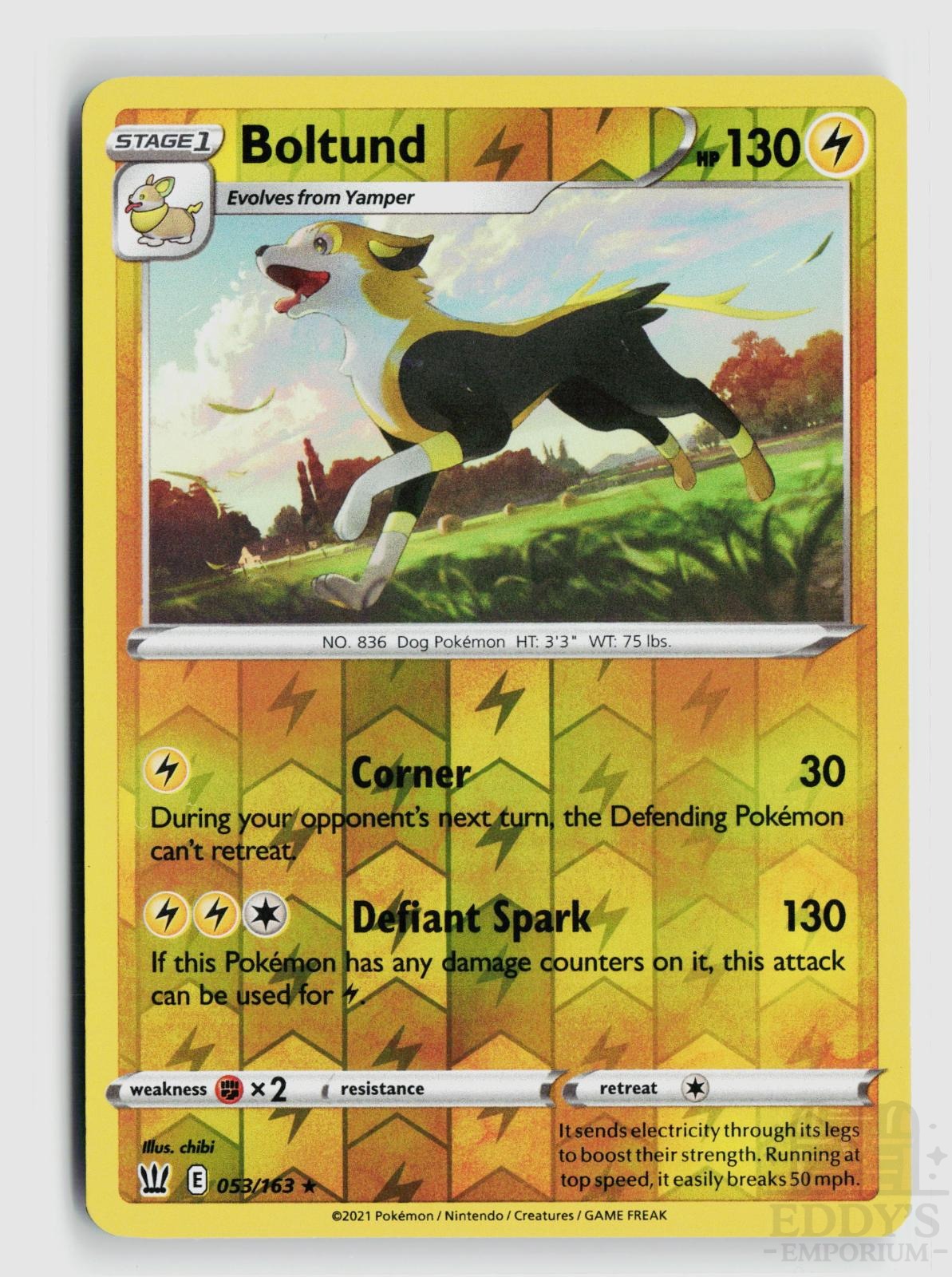 Boltund 053/163 Battle Styles Pokemon Reverse Holo Rare NM