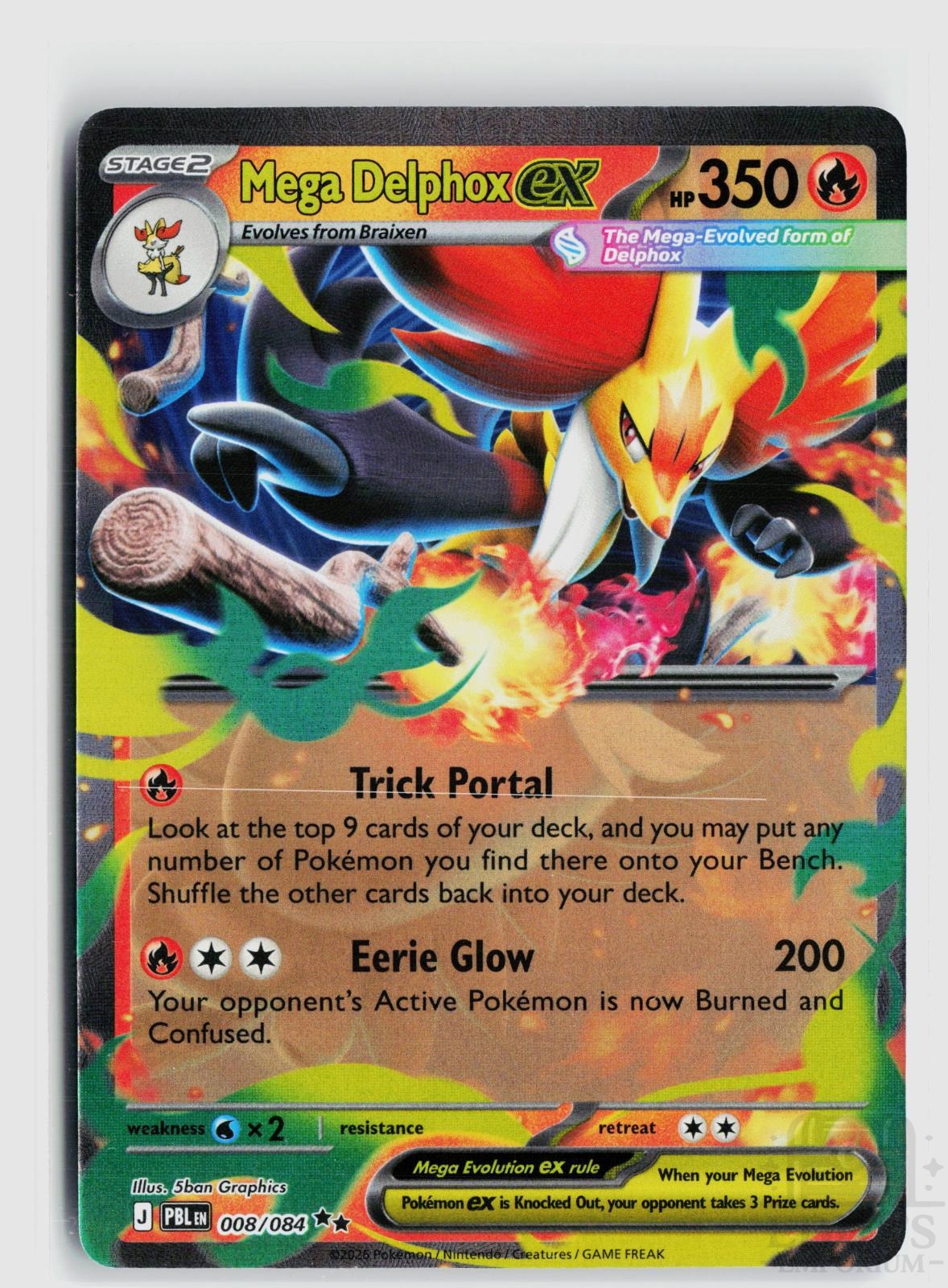 Mega Delphox ex 008/084 Pitch Black Pokemon Holo Double Rare