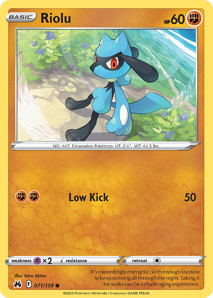 Riolu 071/159 Crown Zenith Pokemon Reverse Holo Common NM
