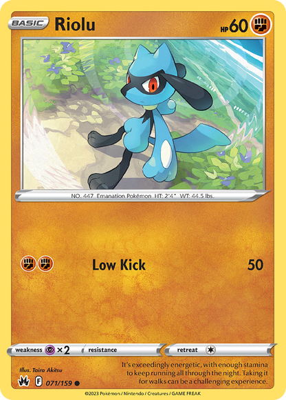 Riolu 071/159 Crown Zenith Pokemon Reverse Holo Common NM