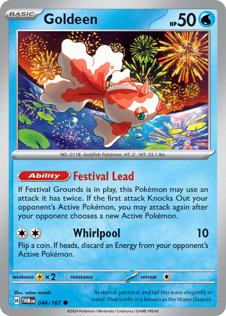 Goldeen 044/167 Twilight Masquerade Pokemon Reverse Holo Common NM