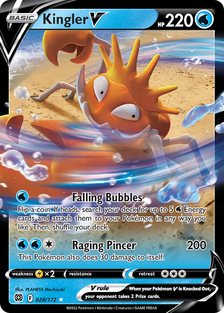 Kingler V 028/172 Brilliant Stars Pokemon Holo V Rare