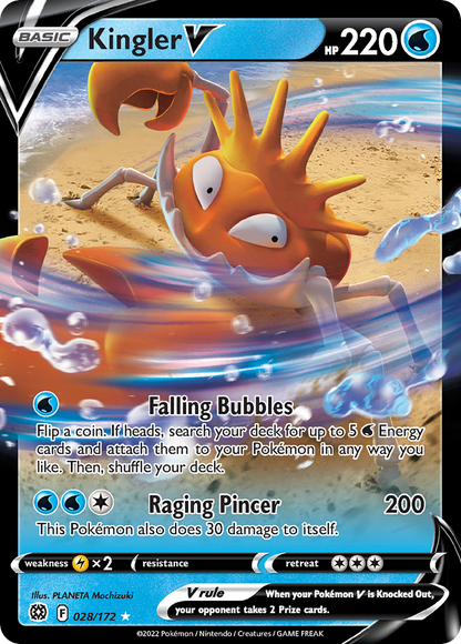 Kingler V 028/172 Brilliant Stars Pokemon Holo V Rare