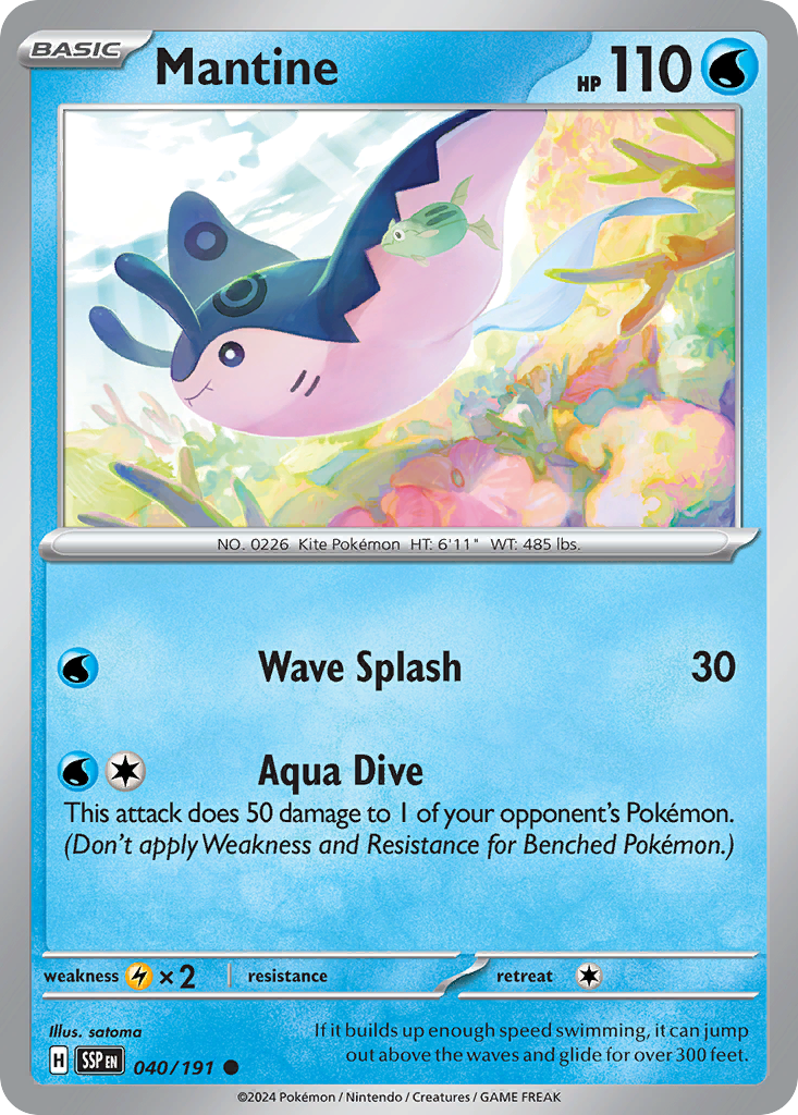 Mantine 040/191 Surging Sparks Pokemon Reverse Holo Common NM