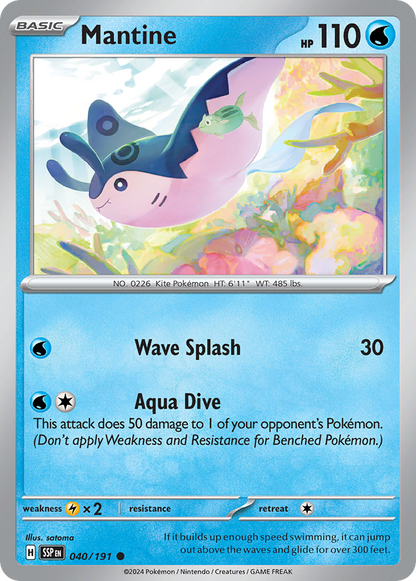 Mantine 040/191 Surging Sparks Pokemon Reverse Holo Common NM